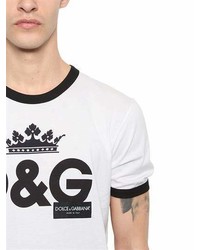 Dolce & Gabbana Crown Logo Print Cotton Jersey T Shirt