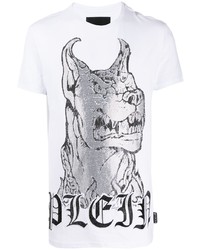 Philipp Plein Crystal Embellished Dog T Shirt