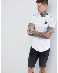 Siksilk Curved Hem T Shirt In White With