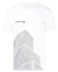 Armani Exchange Embroidered Logo Printed T Shirt