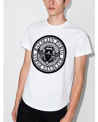 Balmain Flocked Logo Cotton T Shirt