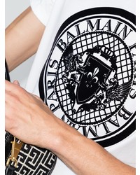 Balmain Flocked Logo Cotton T Shirt