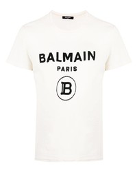 Balmain Flocked Logo Print T Shirt