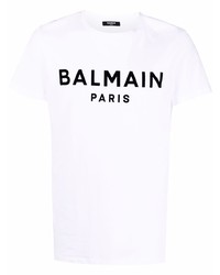 Balmain Flocked Logo T Shirt