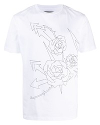 Les Hommes Floral Print Cotton T Shirt