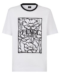 Fendi Floral Print Logo T Shirt