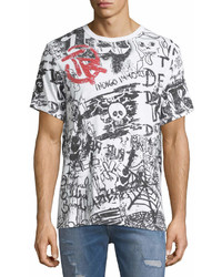 True Religion Graffiti Print Cotton T Shirt