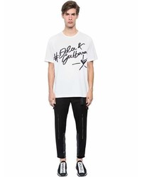 Dolce & Gabbana Hashtag Printed Cotton Jersey T Shirt