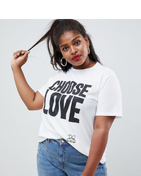Asos Curve Help Refugees Choose Love Curve T Shirt In White Organic Cotton