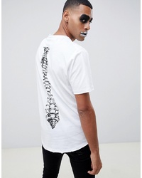 ASOS DESIGN Hline T Shirt With Spine Print And Curved Hem With Raw Edge