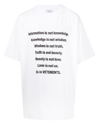 Vetements Information Slogan Print T Shirt