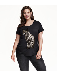 H&M Jersey T Shirt Black Ladies