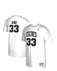 Mitchell & Ness Larry Bird White Boston Celtics Reload 20 Name Number T Shirt