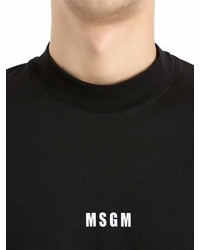 MSGM Logo Detail Print Cotton Jersey T Shirt