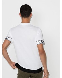Fendi Logo Embroidered Sleeves T Shirt