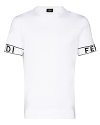 Fendi Logo Embroidered Sleeves T Shirt