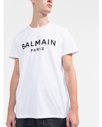 Balmain Logo Print Cotton T Shirt