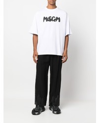 MSGM Logo Print Cotton T Shirt