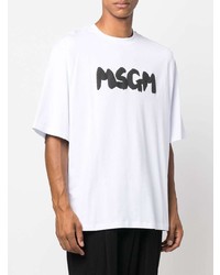 MSGM Logo Print Cotton T Shirt