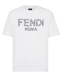 Fendi Logo Print Cotton T Shirt