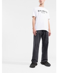 Balmain Logo Print Organic Cotton T Shirt