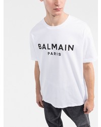 Balmain Logo Print Organic Cotton T Shirt