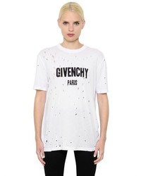 Givenchy Logo Printed Destroyed Jersey T Shirt