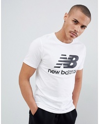 New Balance Logo T Shirt In White Mt83530 Wt