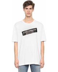 Dolce & Gabbana Logo Tape Printed Cotton Jersey T Shirt
