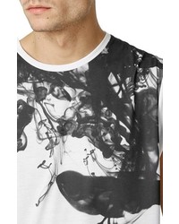 Topman Longline Cap Sleeve Print T Shirt