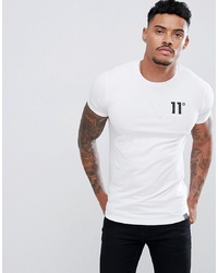 11 Degrees Muscle Fit T Shirt In White With Logo