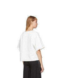 MM6 MAISON MARGIELA Off White Wide Cropped Logo T Shirt