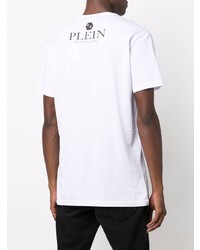 Philipp Plein Outline Skull Crystal Cotton T Shirt
