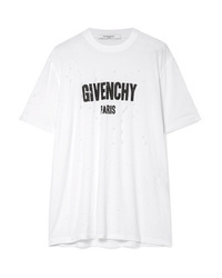 Givenchy Oversized Distressed Printed Cotton Jersey T Shirt