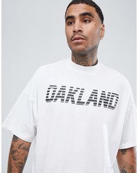 ASOS DESIGN Oversized T Shirt With Text Print And Turtle Neck