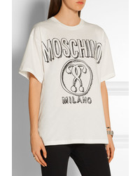 Moschino Printed Cotton Jersey T Shirt White