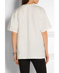 Moschino Printed Cotton Jersey T Shirt White