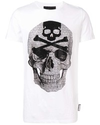 Philipp Plein Rhinestone Embellished Skull T Shirt