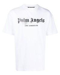 Palm Angels Rhinestone Logo Print T Shirt