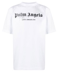 Palm Angels Rhinestone Sprayed Logo Print T Shirt
