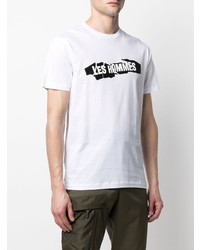 Les Hommes Ripped Logo Print Cotton T Shirt