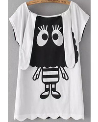 Scoop Neck Monster Print T Shirt