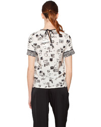 Raoul Silky Tee In Black And White Graphic