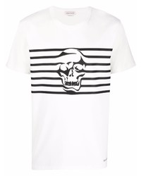 Alexander McQueen Skull Striped Print T Shirt