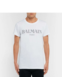 Balmain Slim Fit Printed Cotton Jersey T Shirt