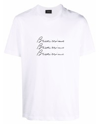 Brioni Slogan Print Cotton T Shirt