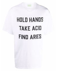 Aries Slogan Print Crewneck T Shirt
