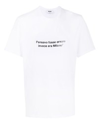 MSGM Slogan Print Short Sleeve T Shirt