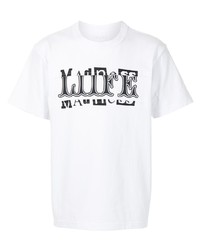 Sacai Spliced Slogan Print Cotton T Shirt