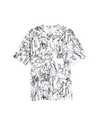 Open Edit Stretch Organic Cotton Blend T Shirt In White Abstract At Nordstrom